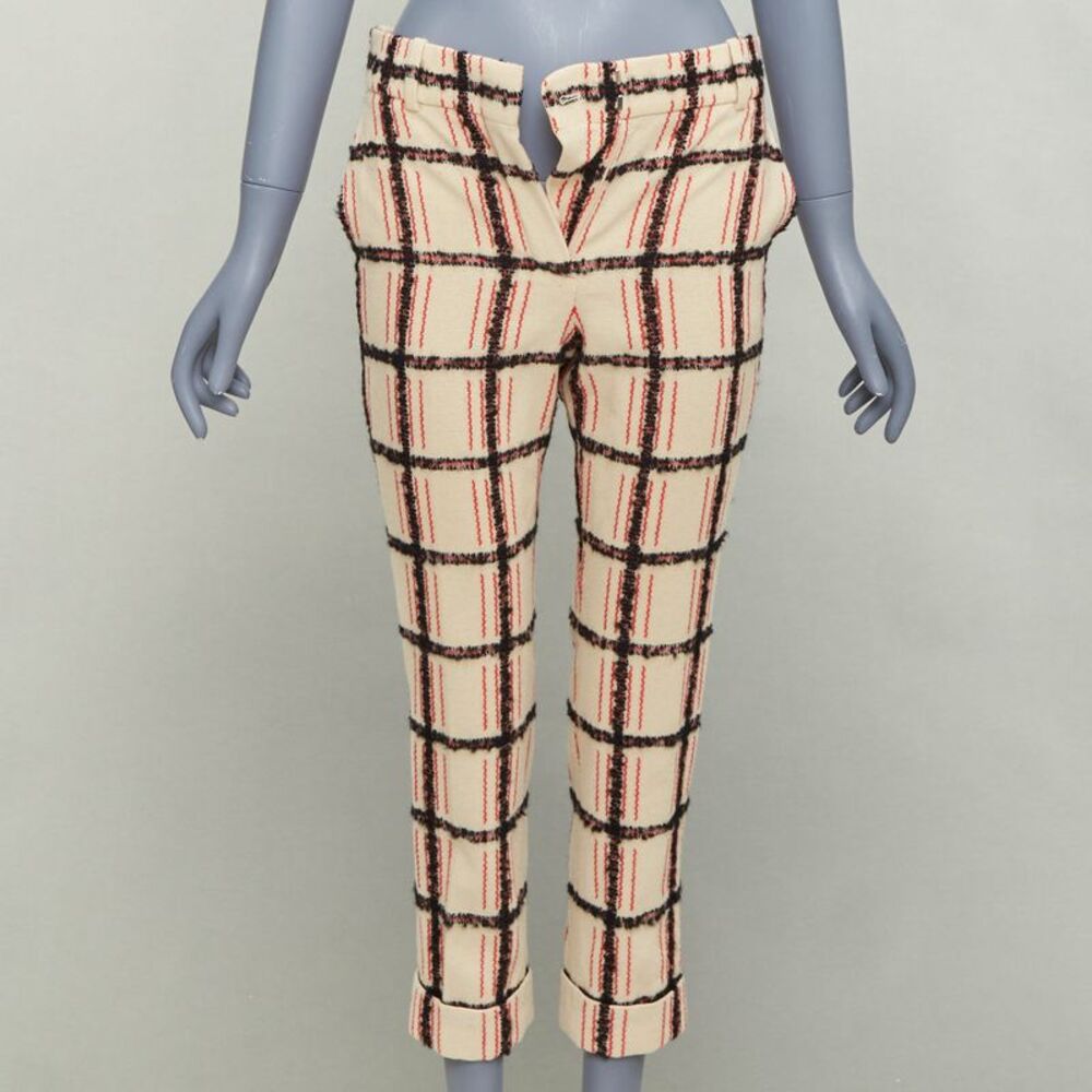 Chloe Wool Mohair Plaid Checked Pants